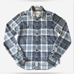 Abercrombie & Fitch Gray and Blue Shirt Size M